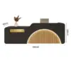 ELVORA 120/180cm Black Reception Desk with Illuminated Logo - Natural Wood - Image 8