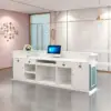 ELVORA Blue and White Reception Desk with LED Lighting, 120/180cm - Image 5