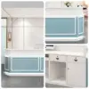 ELVORA Blue and White Reception Desk with LED Lighting, 120/180cm - Image 3