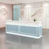 ELVORA Blue and White Reception Desk with LED Lighting, 120/180cm - Image 2