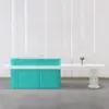 ELVORA 120/180cm Fluted Reception Desk with Extended Worktop – Tiffany Blue & White - Image 2