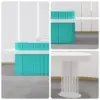 ELVORA 120/180cm Fluted Reception Desk with Extended Worktop – Tiffany Blue & White - Image 3
