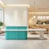 ELVORA 120/180cm Fluted Reception Desk with Extended Worktop – Tiffany Blue & White - Image 6