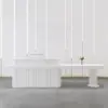 ELVORA 120/180cm White Reception Desk with Fluted Front and Extended Worktop - Image 3