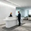 ELVORA 120/180cm White Reception Desk with Fluted Front and Extended Worktop - Image 2