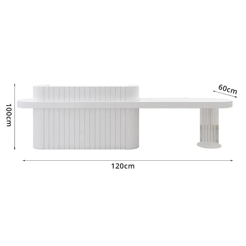 ELVORA 120/180cm White Reception Desk with Fluted Front and Extended Worktop 8 ELVORA 120/180cm White Reception Desk with Fluted Front and Extended Worktop - Image 8