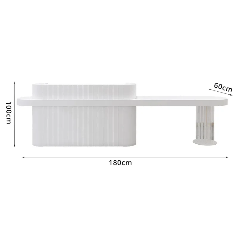 ELVORA 120/180cm White Reception Desk with Fluted Front and Extended Worktop 7 ELVORA 120/180cm White Reception Desk with Fluted Front and Extended Worktop - Image 7