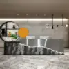 ELVORA Modern Reception Desk with LED-Lit Stone Feature Panel - Silver & Dark Grey - Image 4