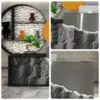 ELVORA Modern Reception Desk with LED-Lit Stone Feature Panel - Silver & Dark Grey - Image 3