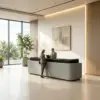ELVORA Modern Reception Counter with Integrated LED Lighting - Grey & Black - Image 2