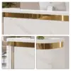 ELVORA 120/180cm Curved Reception Desk with LED Lighting – Jazz White & Gold Trim - Image 3