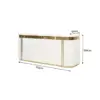ELVORA 120/180cm Curved Reception Desk with LED Lighting – Jazz White & Gold Trim - Image 7