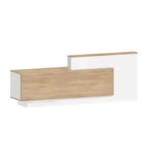 HELMER reception desk in Oak and White with left panel