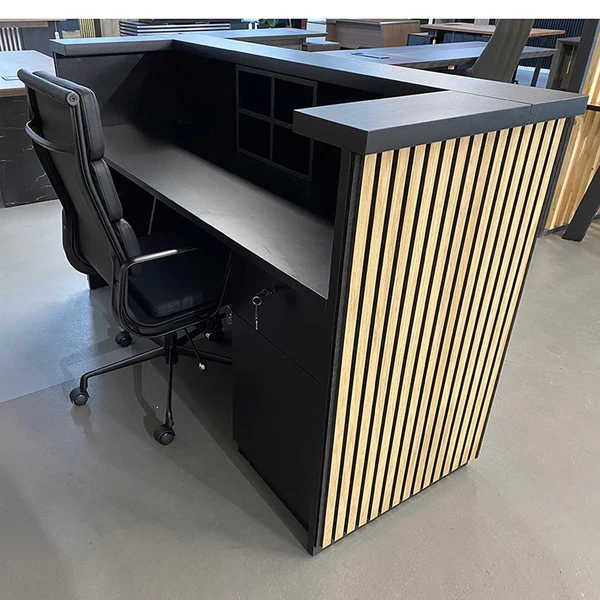 KENTO Reception Desk – Timber Slat Acoustic, 180cm & 240cm 4 KENTO Reception Desk – Timber Slat Acoustic, 180cm & 240cm - Image 4